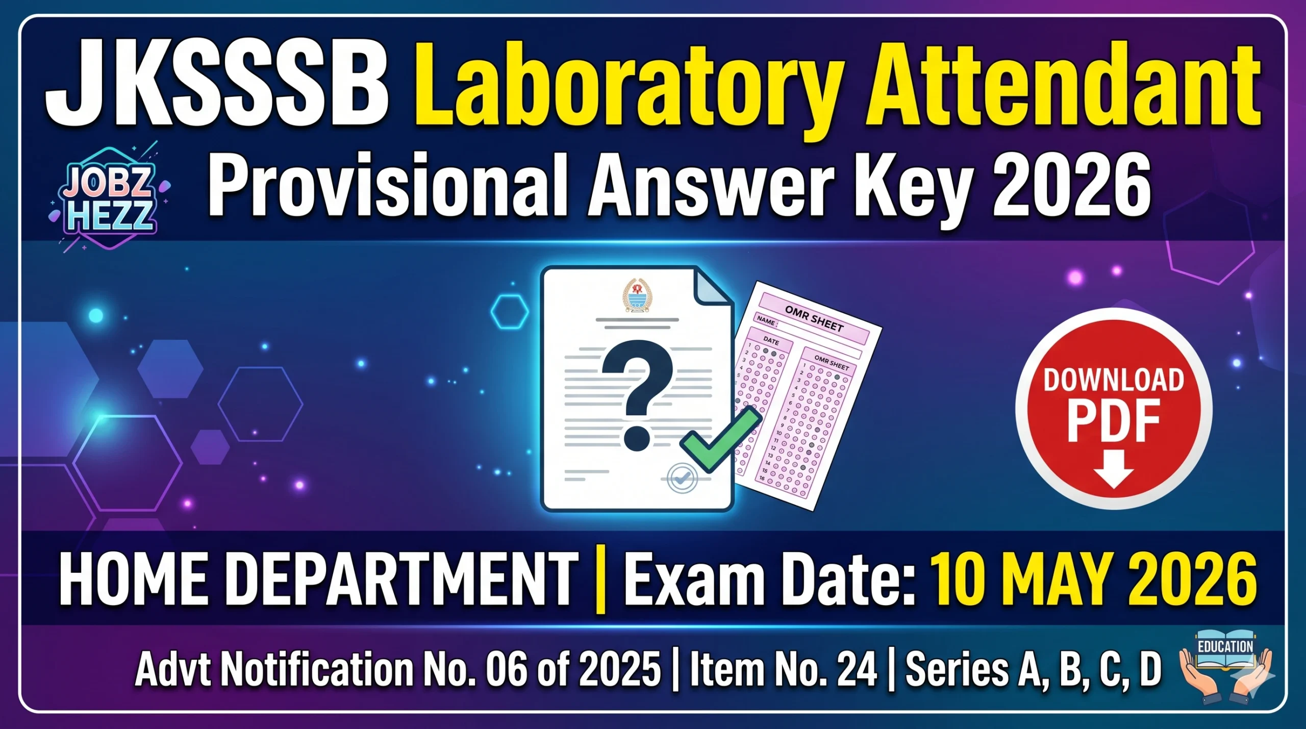JKSSB Laboratory Attendant Answer Key 2026